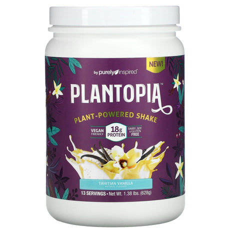 Purely Inspired, Plantopia, Plant-Powered Shake, Tahitian Vanilla, 1.38 lbs (628 g) - Supply Center USA