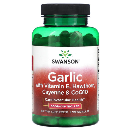 Swanson, Garlic with Vitamin E, Hawthorn, Cayenne & CoQ10, 120 Capsules - Supply Center USA