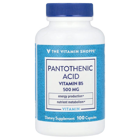 The Vitamin Shoppe, Pantothenic Acid, Vitamin B5, 500 mg, 100 Capsules - Supply Center USA