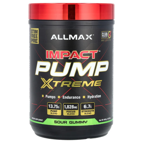 ALLMAX, IMPACT™ PUMP XTREME, Sour Gummy, 1.02 lbs (465 g) - Supply Center USA