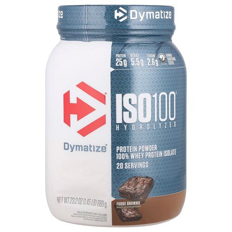 Dymatize, ISO100® Hydrolyzed, 100% Whey Protein Isolate, Fudge Brownie , 1.45 lb (660 g) - Supply Center USA