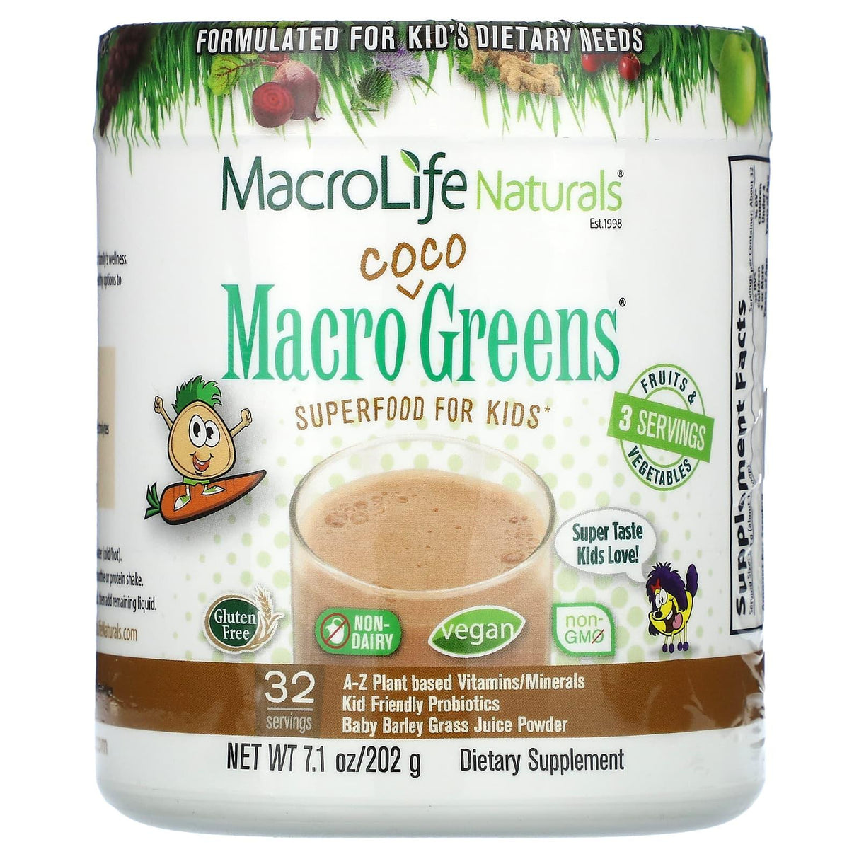 Macrolife Naturals, Macro Coco Greens, Superfood for Kids, 7.1 oz (202 g) - Supply Center USA