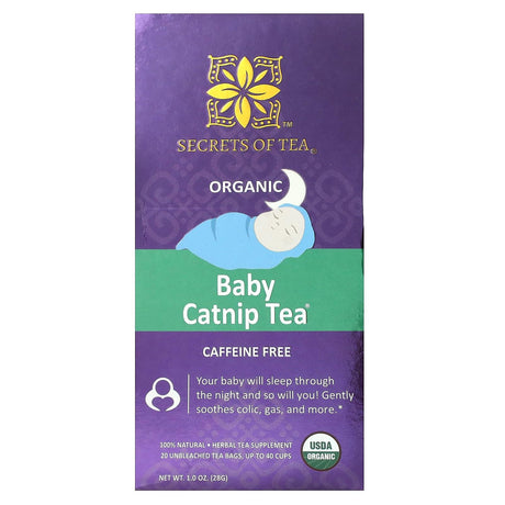 Secrets of Tea, Organic Baby Catnip Tea, Caffeine Free, 20 Unbleached Tea Bags, 1 oz (28 g) - Supply Center USA