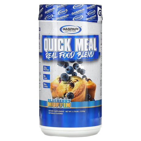 Gaspari Nutrition, Quick Meal, Real Food Blend, Blueberry Muffin, 2.75 lbs (1,250 g) - Supply Center USA