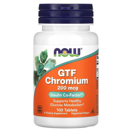 NOW Foods, GTF Chromium, 200 mcg, 100 Tablets - Supply Center USA