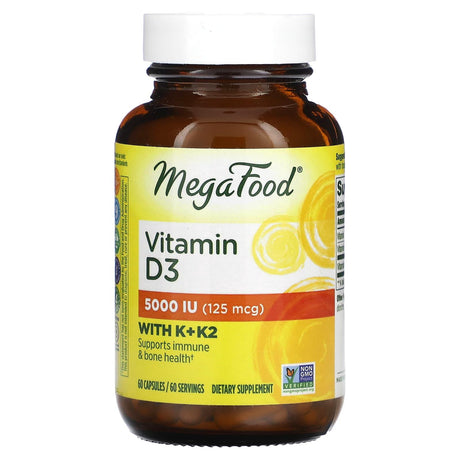 MegaFood, Vitamin D3, 125 mcg (5,000 IU), 60 Capsules - Supply Center USA