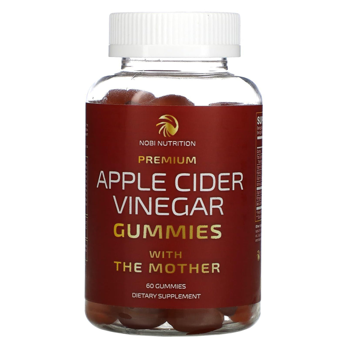 Nobi Nutrition, Premium Apple Cider Vinegar Gummies with The Mother, Apple, 60 Gummies - Supply Center USA