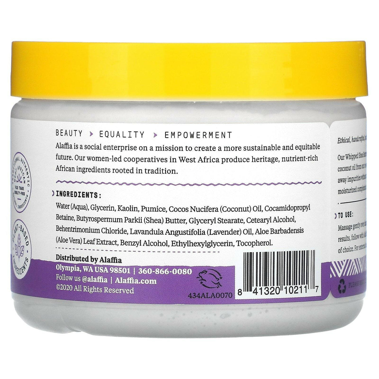 Alaffia, Whipped Shea Butter Scrub, Wild Lavender, 11 oz (312 g) - Supply Center USA