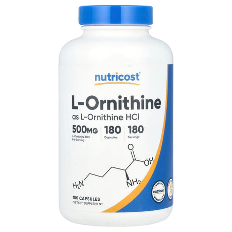 Nutricost, L-Ornithine, 500 mg, 180 Capsules - Supply Center USA