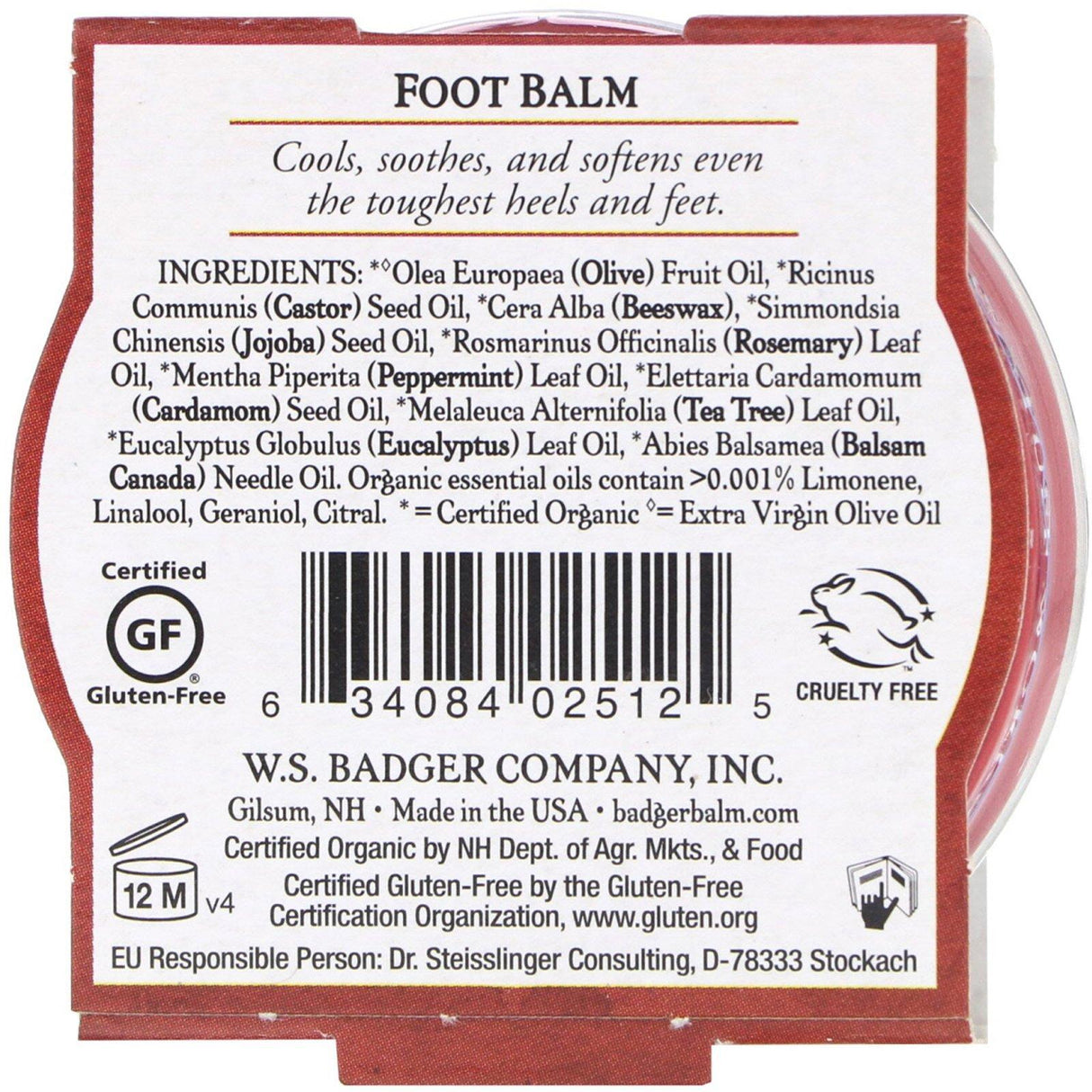 Badger Company, Organic, Foot Balm, Peppermint & Tea Tree, .75 oz (21 g) - Supply Center USA