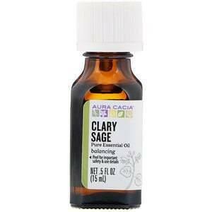 Aura Cacia, Pure Essential Oils, Clary Sage, .5 fl oz (15 ml) - Supply Center USA