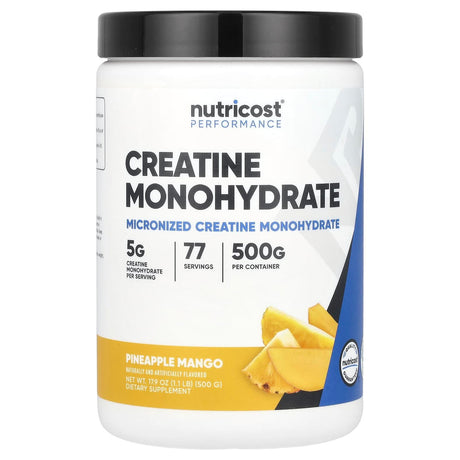 Nutricost, Performance, Creatine Monohydrate, Pineapple Mango, 1.1 lb (500 g) - Supply Center USA