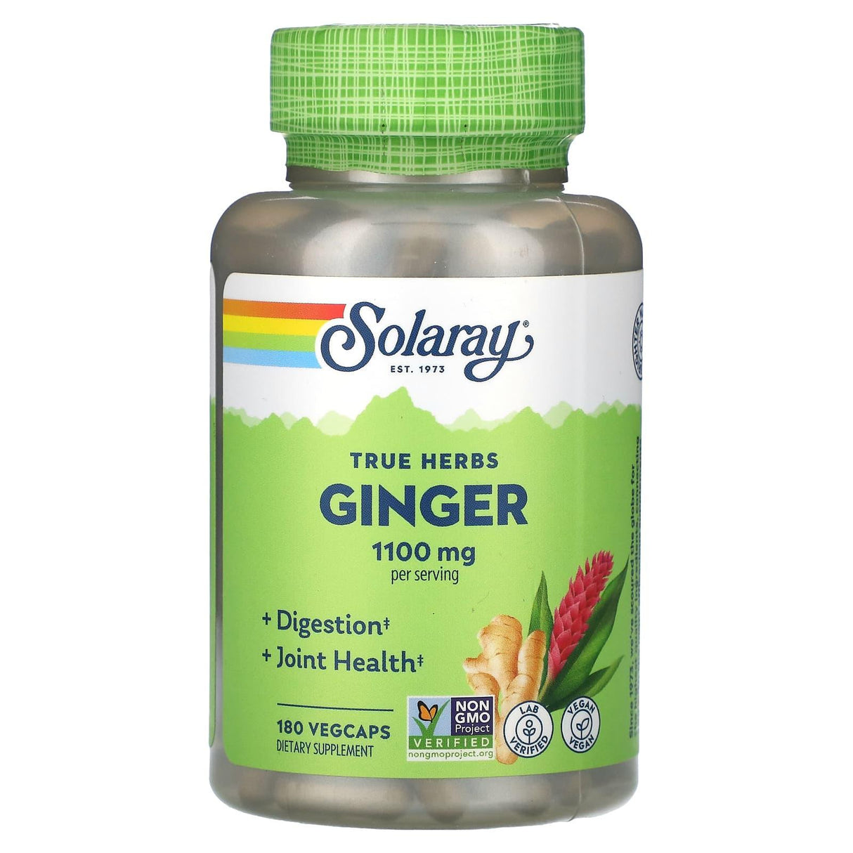 Solaray, True Herbs, Ginger, 1,100 mg, 180 VegCaps - Supply Center USA