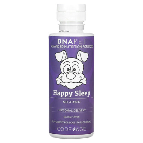 Codeage, DNA Pet, Happy Sleep Melatonin, For Dogs, Bacon, 7.6 fl oz (225 ml) - Supply Center USA