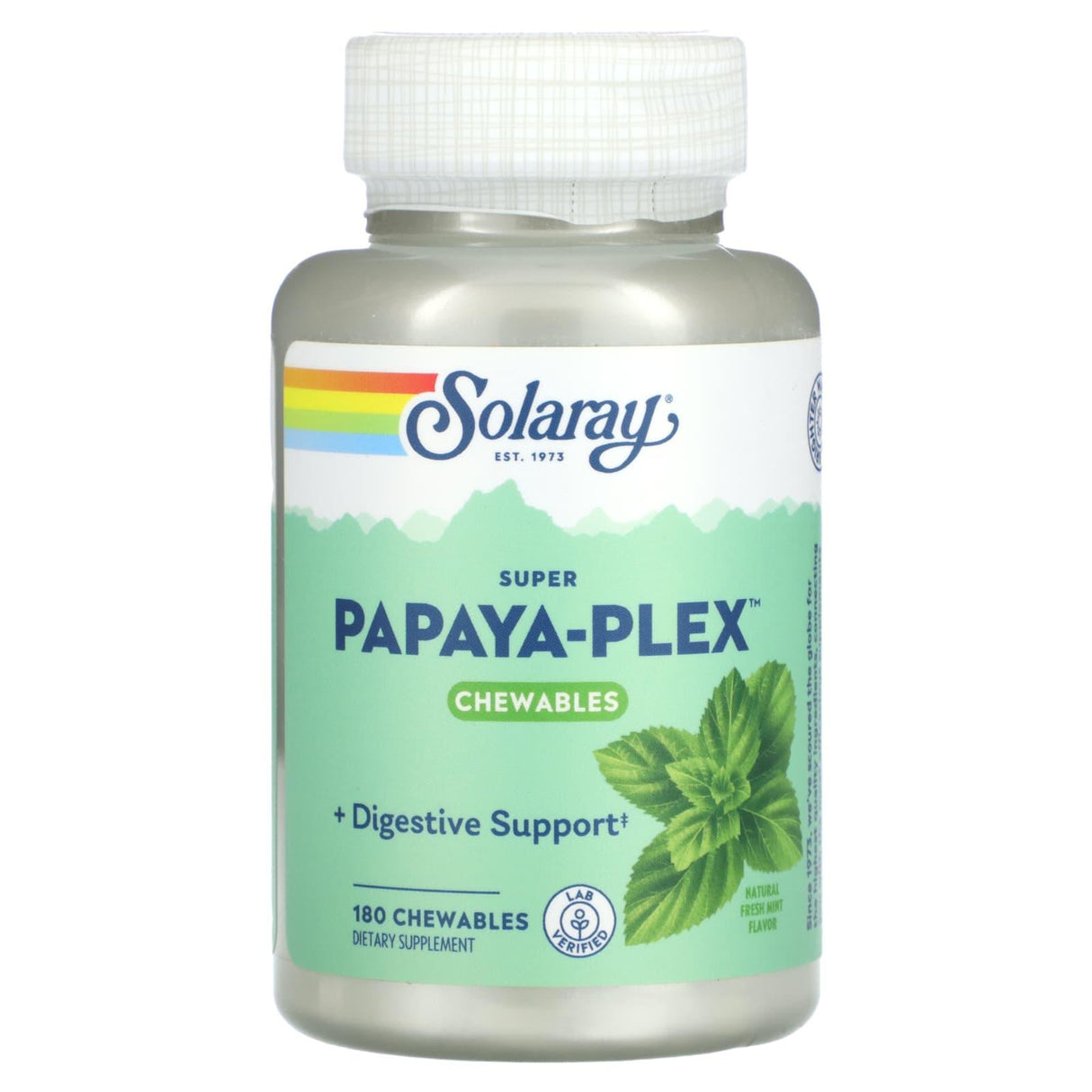 Solaray, Super Papaya-Plex, Natural Fresh Mint, 180 Chewables - Supply Center USA