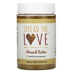 Spread The Love, Almond Butter, Unsalted Crunch, 16 oz ( 454 g) - HealthCentralUSA