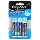 Chapstick, 2-In-1 Lip Care Skin Protectant, SPF 15, Cool Mint, 3 Sticks, 0.15 oz (4 g) Each