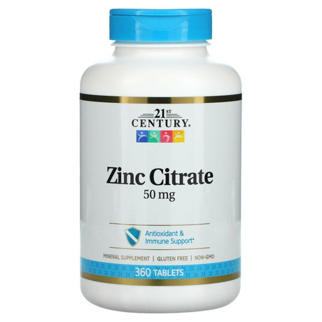 21st Century, Zinc Citrate, 50 mg, 360 Tablets - Supply Center USA