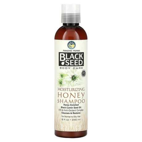 Amazing Herbs, Black Seed, Moisturizing Honey Shampoo, For Normal to Oily Hair, 8 fl oz (240 ml) - Supply Center USA