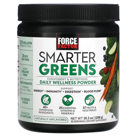 Force Factor, Smarter Greens, Daily Wellness Powder, Naturally Unflavored, 10.2 oz (288 g) - Supply Center USA