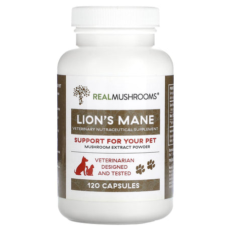 Real Mushrooms, Lion's Mane, Support For Your Pet, 120 Capsules - Supply Center USA