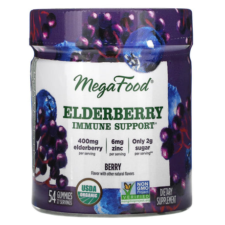 MegaFood, Elderberry Immune Support, Berry, 54 Gummies - Supply Center USA