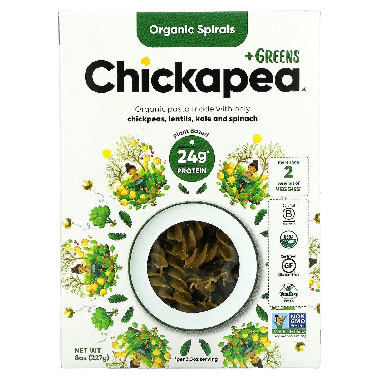 Chickapea, Organic Spirals + Greens, 8 oz (227 g) - Supply Center USA