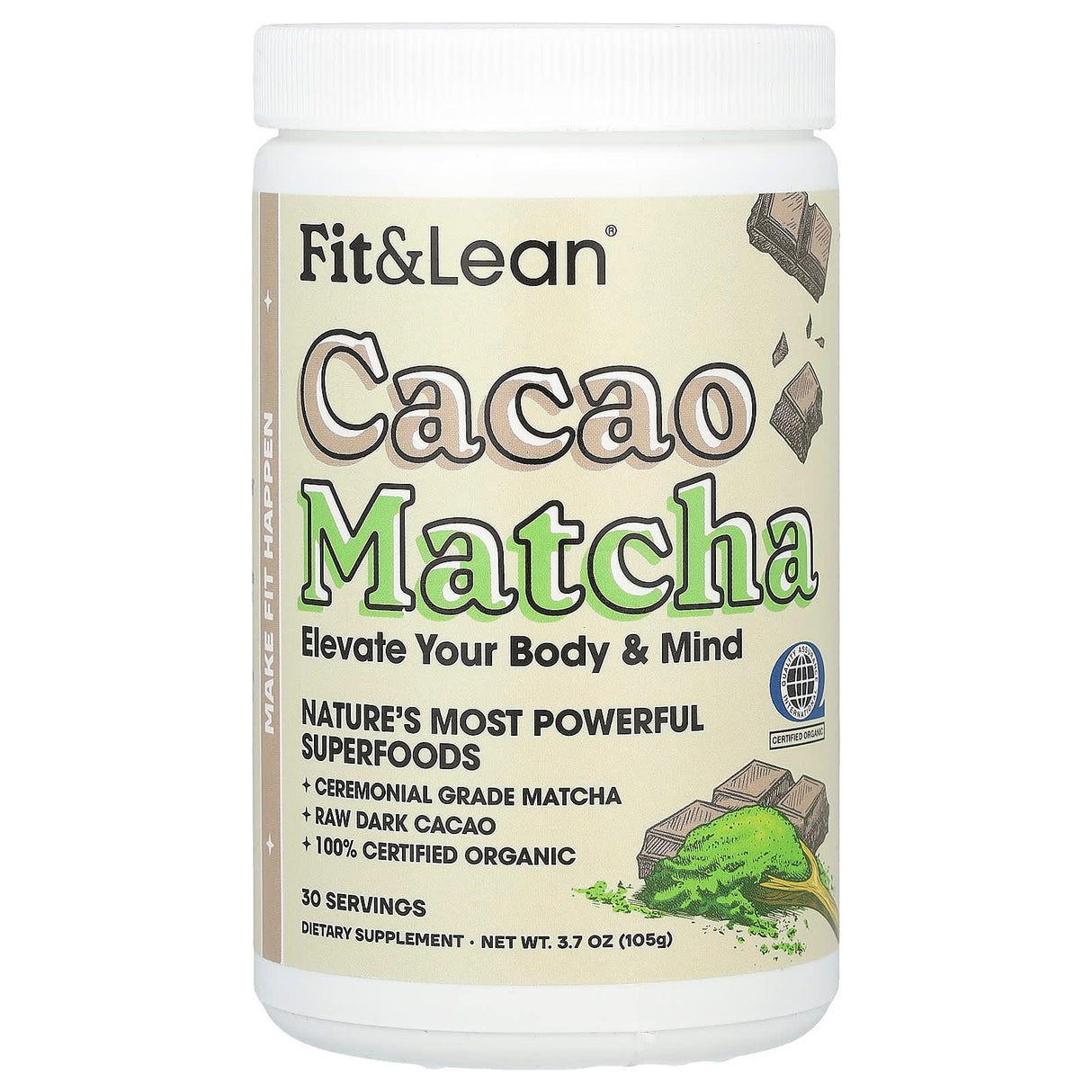 Fit & Lean, Cacao Matcha, 3.7 oz (105 g) - Supply Center USA