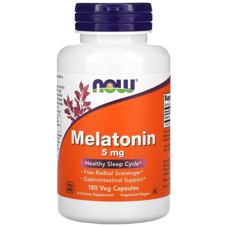 NOW Foods, Melatonin, 5 mg, 180 Veg Capsules - Supply Center USA