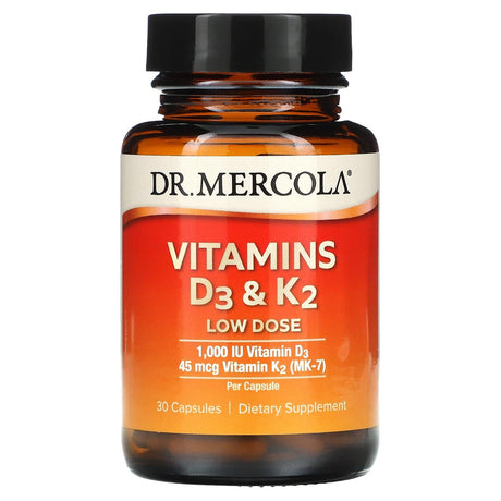 Dr. Mercola, Vitamins D3 & K2 Low Dose, 30 Capsules - Supply Center USA