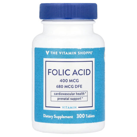 The Vitamin Shoppe, Folic Acid, 680 mcg DFE, 300 Tablets - Supply Center USA