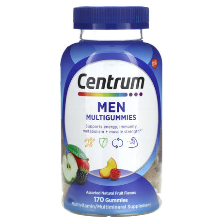 Centrum, Men Multigummies, Assorted Natural Fruit, 170 Gummies - Supply Center USA