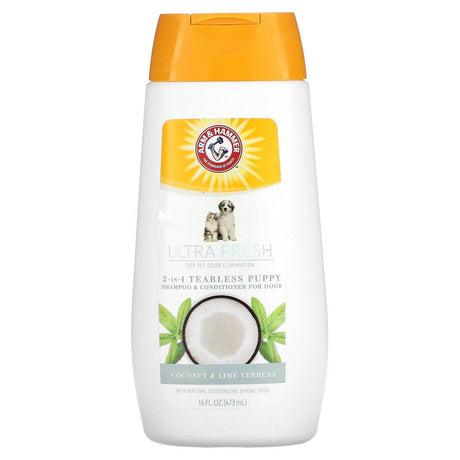 Arm & Hammer, Ultra Fresh, 2 In 1 Tearless Puppy Shampoo & Conditioner, For Dogs, Coconut & Lime Verbena, 16 fl oz (473 ml) - Supply Center USA