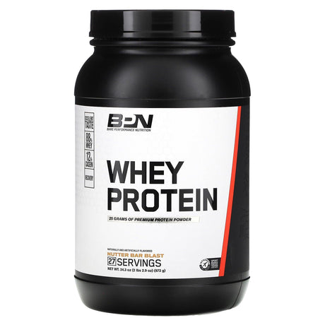 Bare Performance Nutrition, Whey Protein, Vanilla, 2 lbs, (945 g) - Supply Center USA