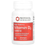 Protocol for Life Balance, Vitamin D3, High Potency, 5,000 IU, 30 Softgels - Supply Center USA