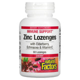 Natural Factors, Zinc Lonzenges, With Elderberry, Echinacea & Vitamin C, Cherry, 60 Lozenges - Supply Center USA