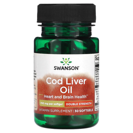 Swanson, Cod Liver Oil, Double Strength, 700 mg, 30 Softgels - Supply Center USA