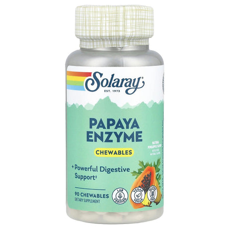 Solaray, Papaya Enzyme, Natural Pineapple, 90 Chewables - Supply Center USA