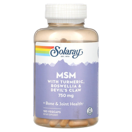 Solaray, MSM with Turmeric, Boswellia & Devil's Claw, 750 mg, 180 VegCaps - Supply Center USA