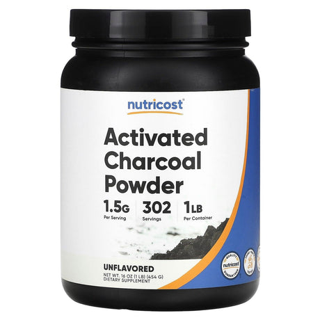 Nutricost, Activated Charcoal Powder, Unflavored, 16 oz (454 g) - Supply Center USA