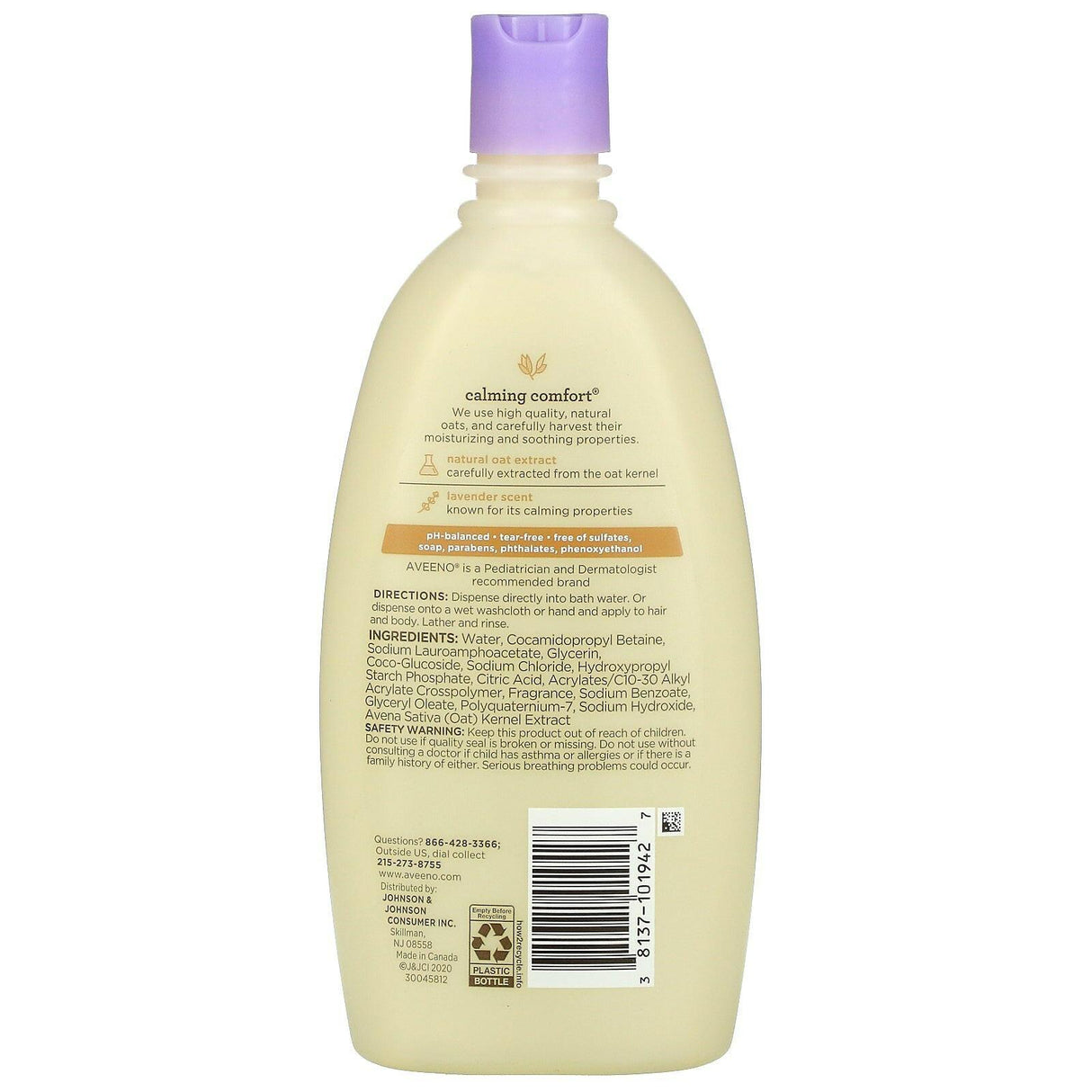 Aveeno, Baby, Calming Comfort Bath, Lavender & Vanilla, 18 fl oz (532 ml) - Supply Center USA