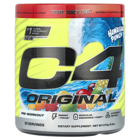 Cellucor, C4 Original, Pre-Workout, Hawaiian Punch®, Fruit Juicy Red®, 9.5 oz (270 g) - Supply Center USA