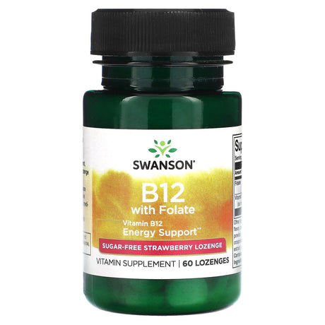 Swanson, B12 with Folate, Sugar Free, Strawberry, 60 Lozenges - Supply Center USA