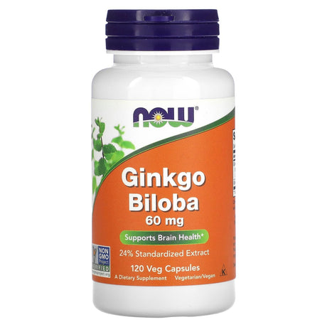 NOW Foods, Ginkgo Biloba, 60 mg, 60 Veg Capsules - Supply Center USA