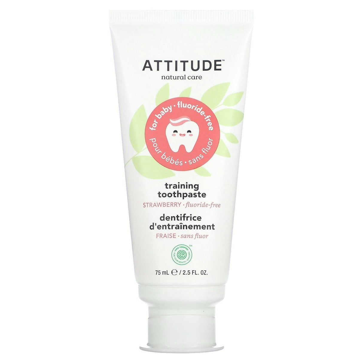 ATTITUDE, Baby, Training Toothpaste, Fluoride Free, Strawberry, 2.5 fl oz, (75 mL) - Supply Center USA