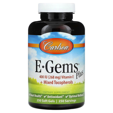 Carlson, E-Gems Plus, 400 IU (268 mg), 250 Soft Gels - Supply Center USA