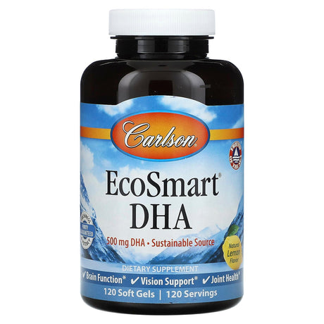 Carlson, EcoSmart DHA, Natural Lemon, 500 mg, 120 Softgels - Supply Center USA