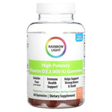 Rainbow Light, High Potency Vitamin D3, Peach, 2,000 IU, 120 Gummies - Supply Center USA