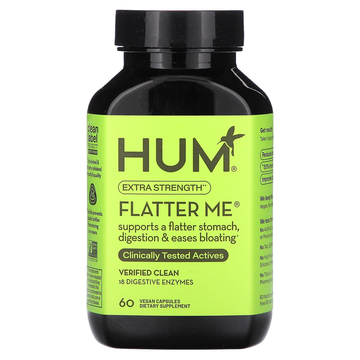 HUM Nutrition, Flatter Me, Extra Strength, 60 Vegan Capsules - Supply Center USA