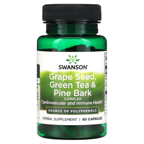 Swanson, Grape Seed, Green Tea & Pine Bark Complex, 60 Capsules - Supply Center USA